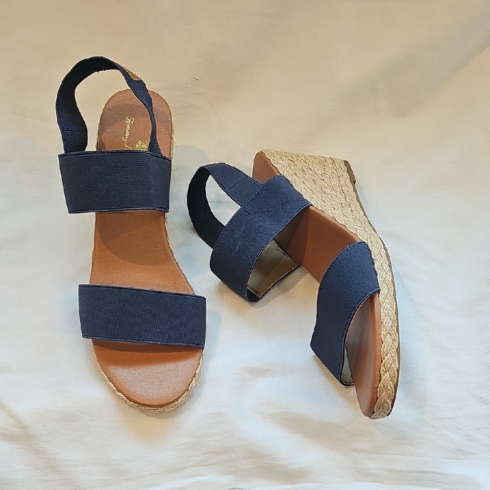 Tommy Bahama Navy Espadrille Wedges